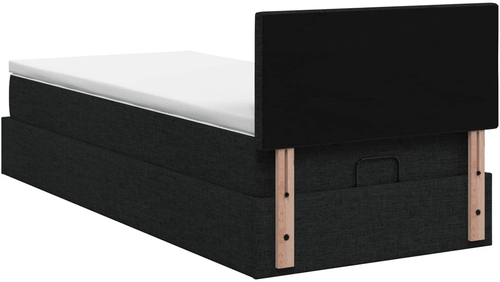 Otmana lova su matracsu ir LED Juoda 80 x 200 cm Audinys
