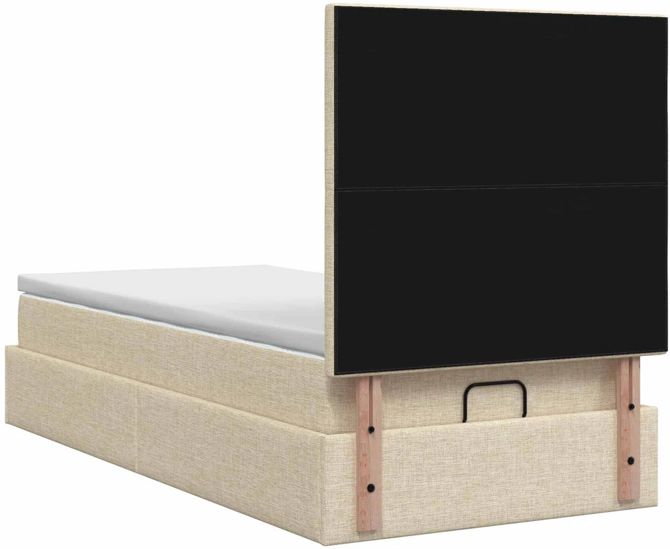 Otmana lova su matracsu ir LED Kreminė 90 x 200 cm Audinys