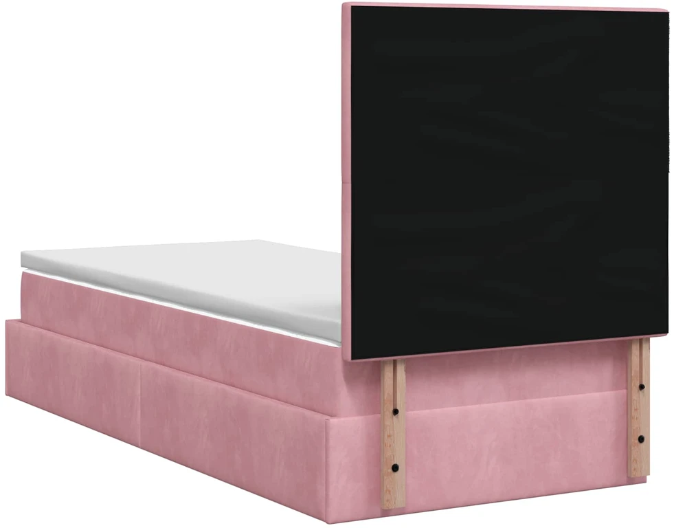 Otmana lova su matracsu ir LED Rožinė 100 x 200 cm Aksomas