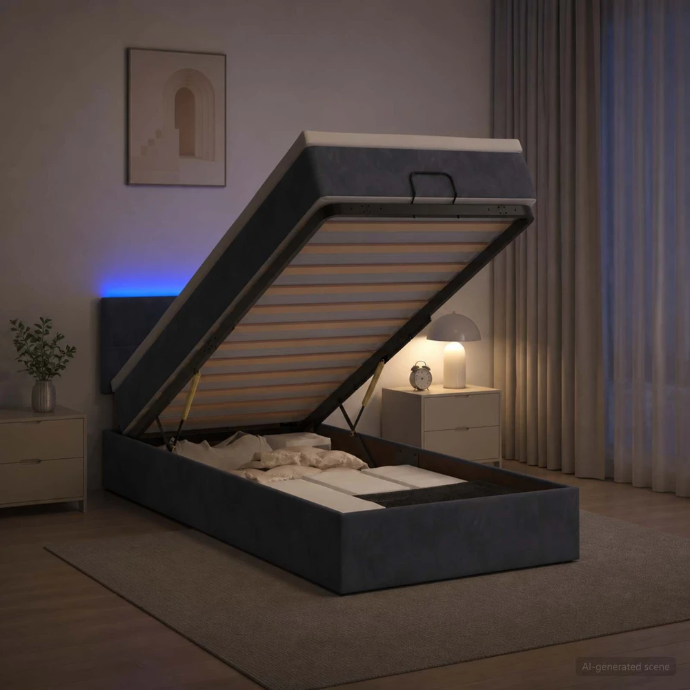 Otmana lova su matracsu ir LED Tamsiai pilka 80 x 200 cm