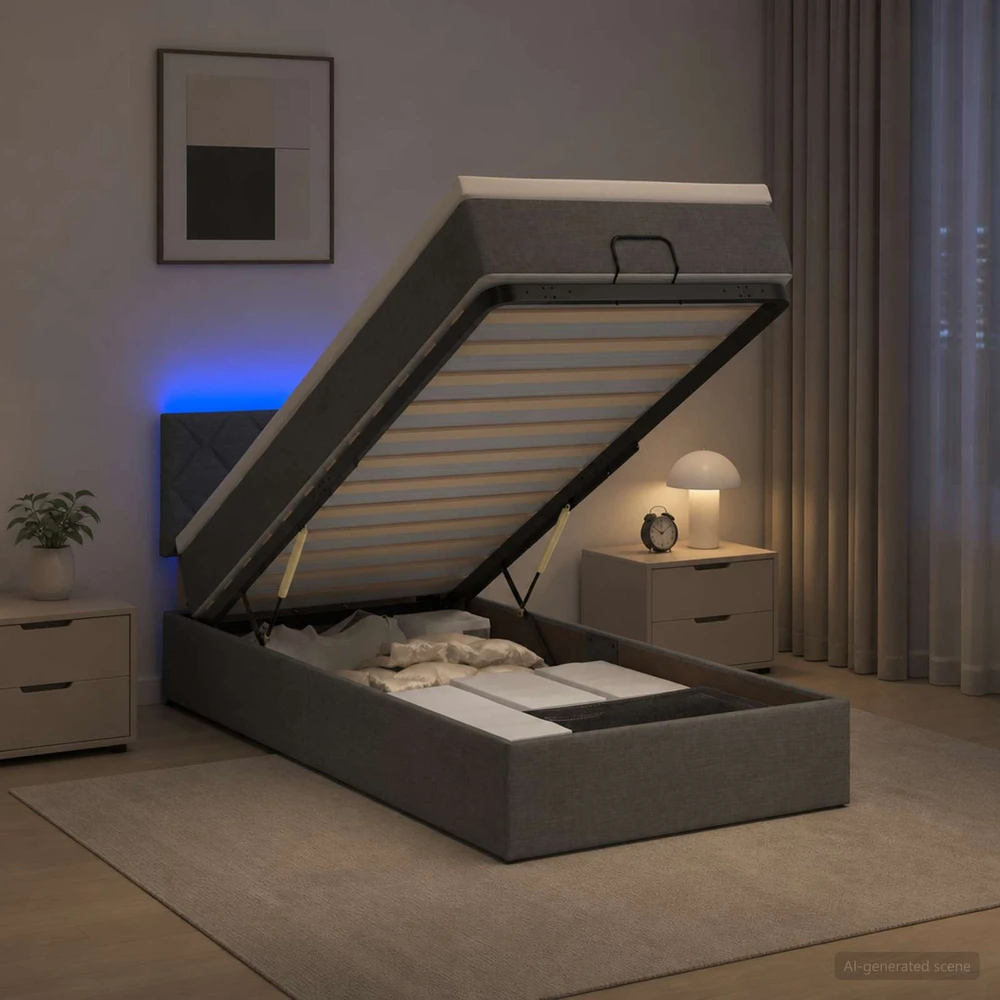 Otmana lova su matracsu ir LED Tamsiai pilka 80 x 200 cm