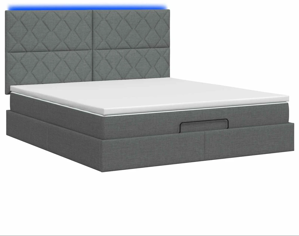 Otmana lova su matracsu ir LED Tamsiai pilka 140 x 190 cm