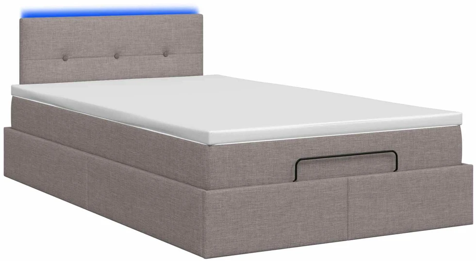 Otmana lova su matracsu ir LED Taupe 120 x 190 cm Audinys