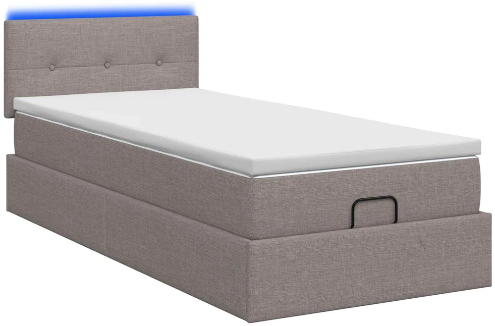 Otmana lova su matracsu ir LED Taupe 90 x 190 cm Audinys