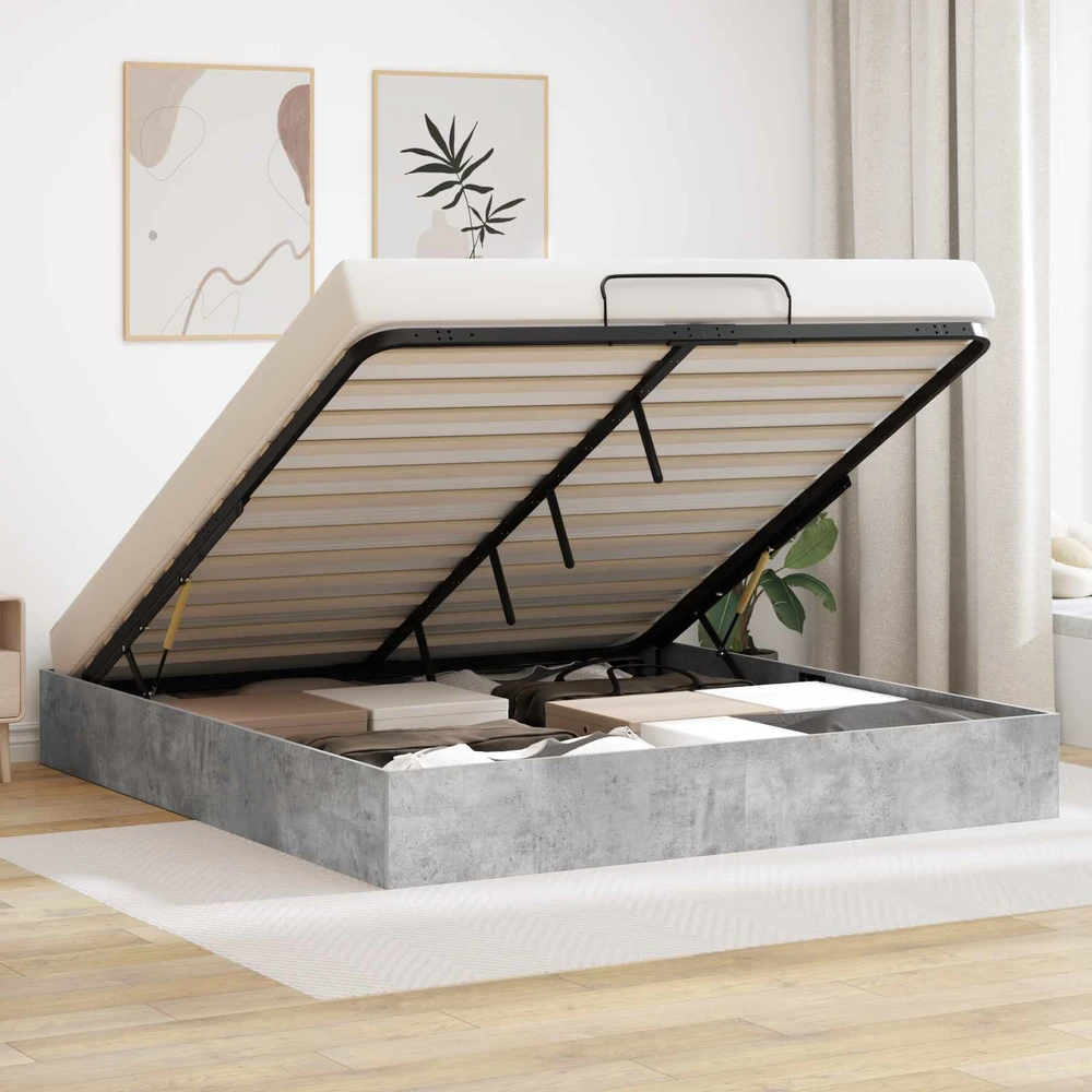 Otomano lovos rėmas Betono Pilka 160 x 200 cm Dirbtinė mediena