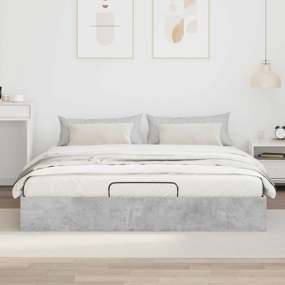 Otomano lovos rėmas Betono Pilka 160 x 200 cm Dirbtinė mediena