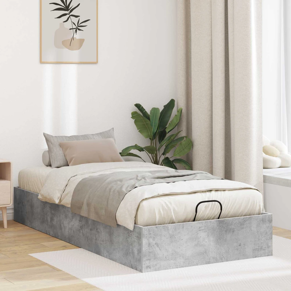 Lova Otomano lovos rėmas Betono Pilka 90 x 190 cm Dirbtinė mediena