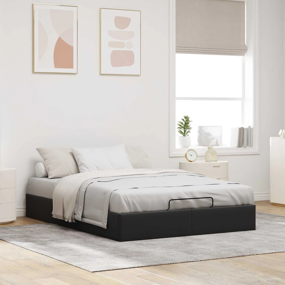 Lova Otomano lovos rėmas Juoda 153 x 203 cm Aksomas