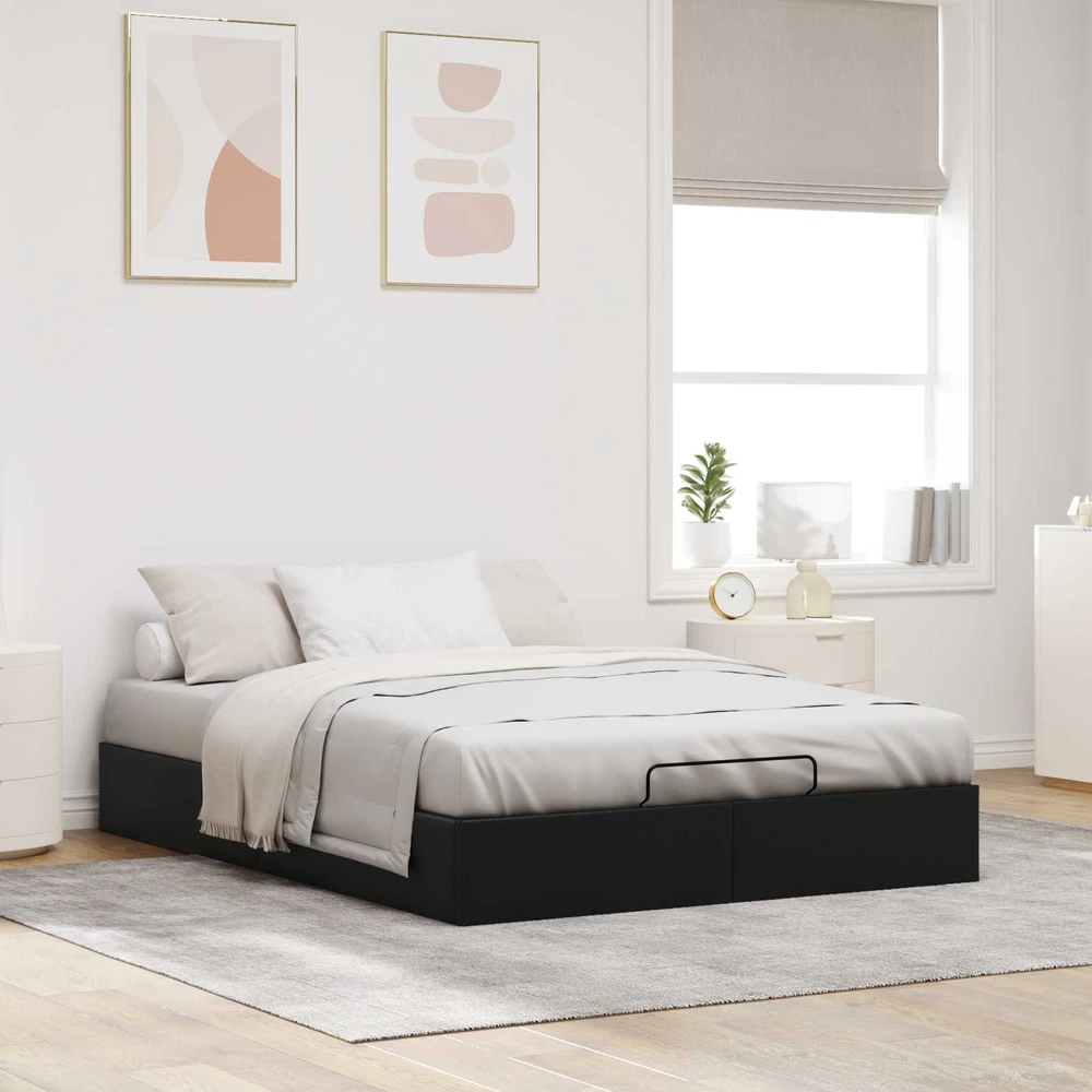 Lova Otomano lovos rėmas Juoda 153 x 203 cm Dirbtinė oda