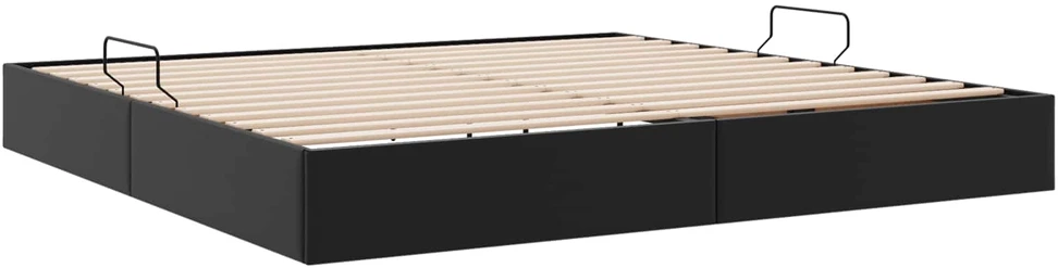 Lova Otomano lovos rėmas Juodas 200 x 200 cm Dirbtinė oda