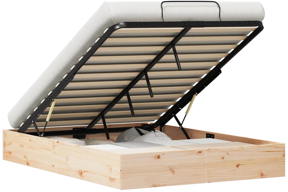 Otomano lovos rėmas su saugojimo funkcija Natūrali 140 x 200 cm