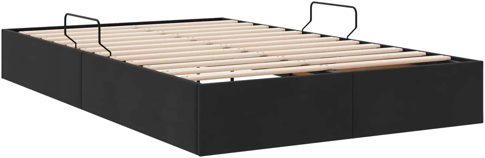 Lova Otomano lovos rėmas su saugykla Juoda 120 x 200 cm Aksomas
