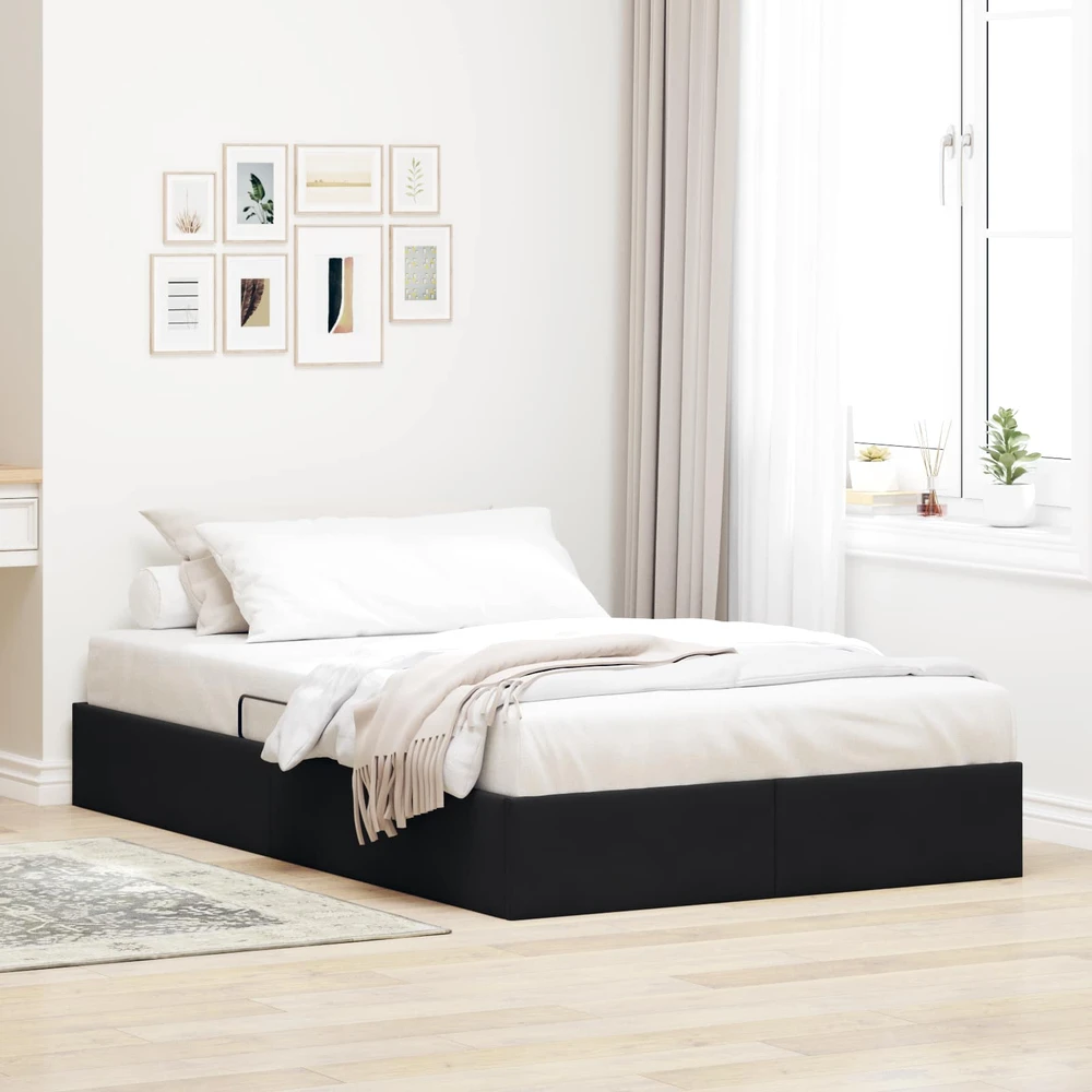 Lova Otomano lovos rėmas su saugykla Juoda 120 x 200 cm Aksomas