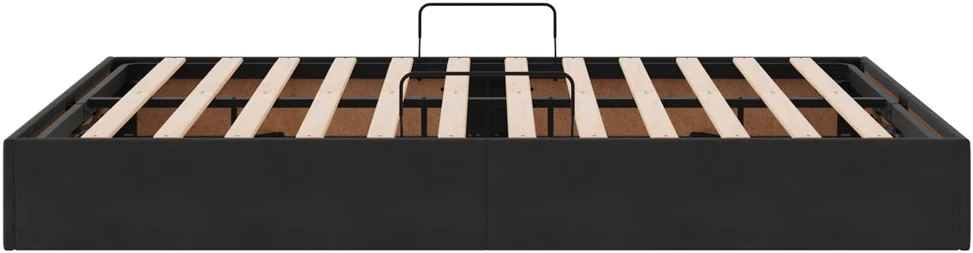 Otomano lovos rėmas su saugykla Juoda 140 x 200 cm Aksomas