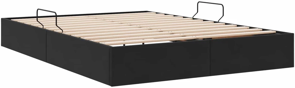 Otomano lovos rėmas su saugykla Juoda 140 x 200 cm Aksomas
