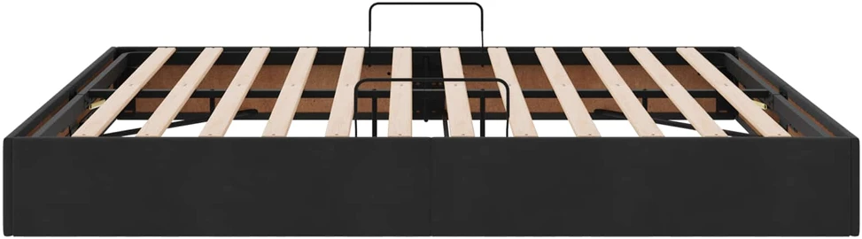 Otomano lovos rėmas su saugykla Juoda 160 x 200 cm Aksomas
