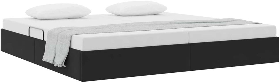 Otomano lovos rėmas su saugykla Juoda 200 x 200 cm Aksomas