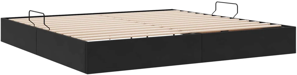 Otomano lovos rėmas su saugykla Juoda 200 x 200 cm Aksomas