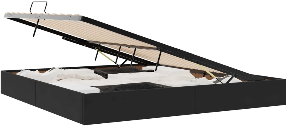 Otomano lovos rėmas su saugykla Juoda 200 x 200 cm Aksomas