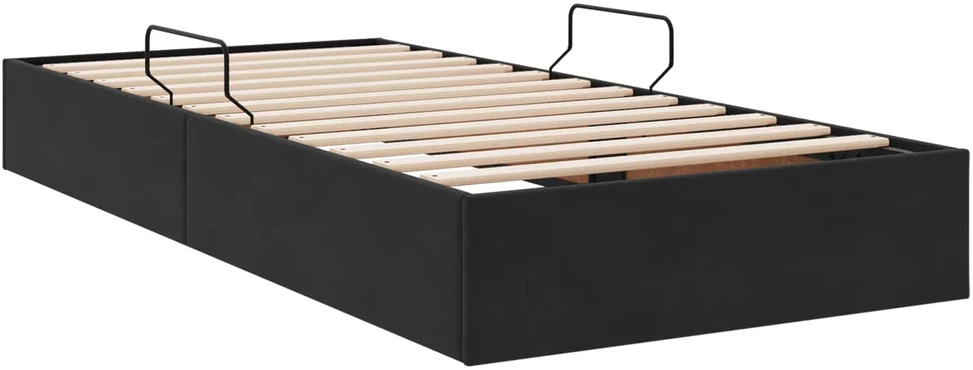 Lova Otomano lovos rėmas su saugykla Juoda 90 x 200 cm Aksomas