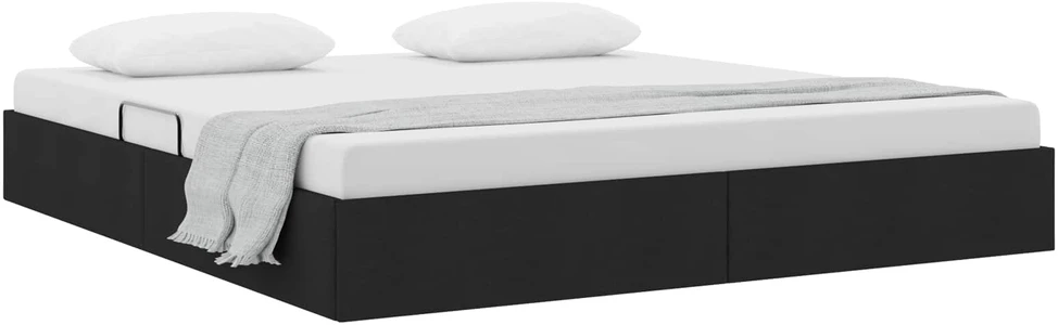 Otomano lovos rėmas su saugykla Juodas 160 x 200 cm audinys