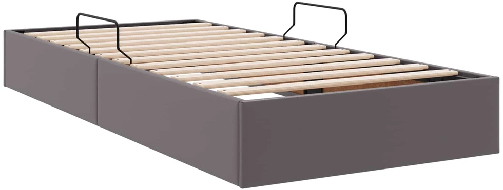 Lova Otomano lovos rėmas su saugykla Pilka 100 x 200 cm Dirbtinė oda