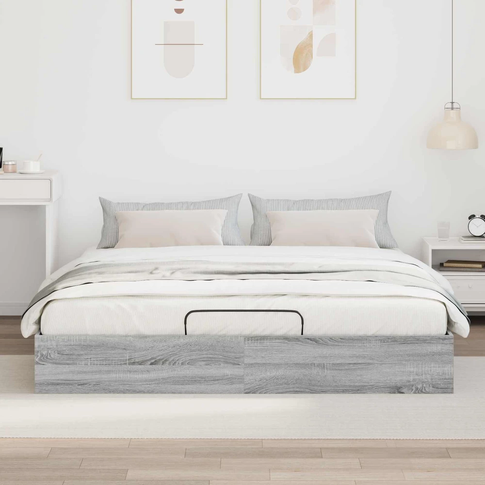 Lova Otomano lovos rėmas Pilka Sonoma 160 x 200 cm Dirbtinė mediena