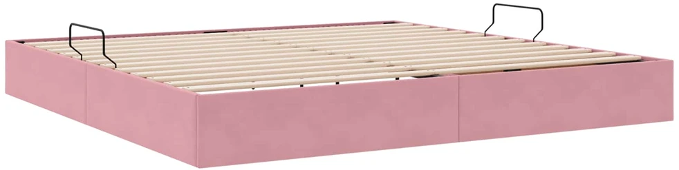 Otomano lovos rėmas su saugykla Rožinė 200 x 200 cm Aksomas