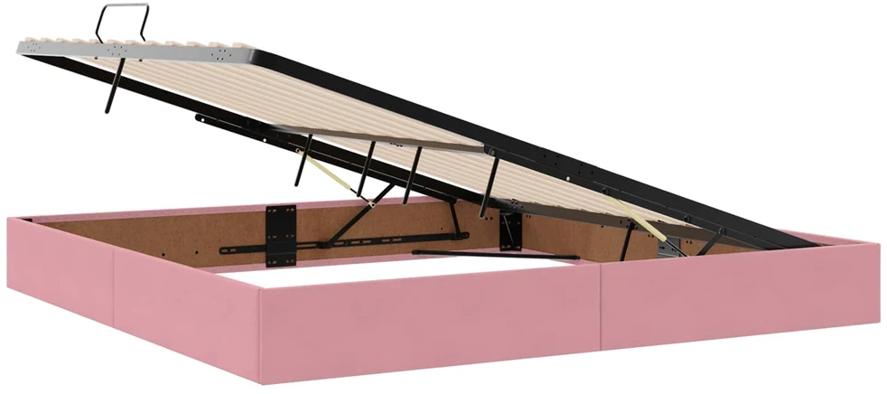 Otomano lovos rėmas su saugykla Rožinė 200 x 200 cm Aksomas