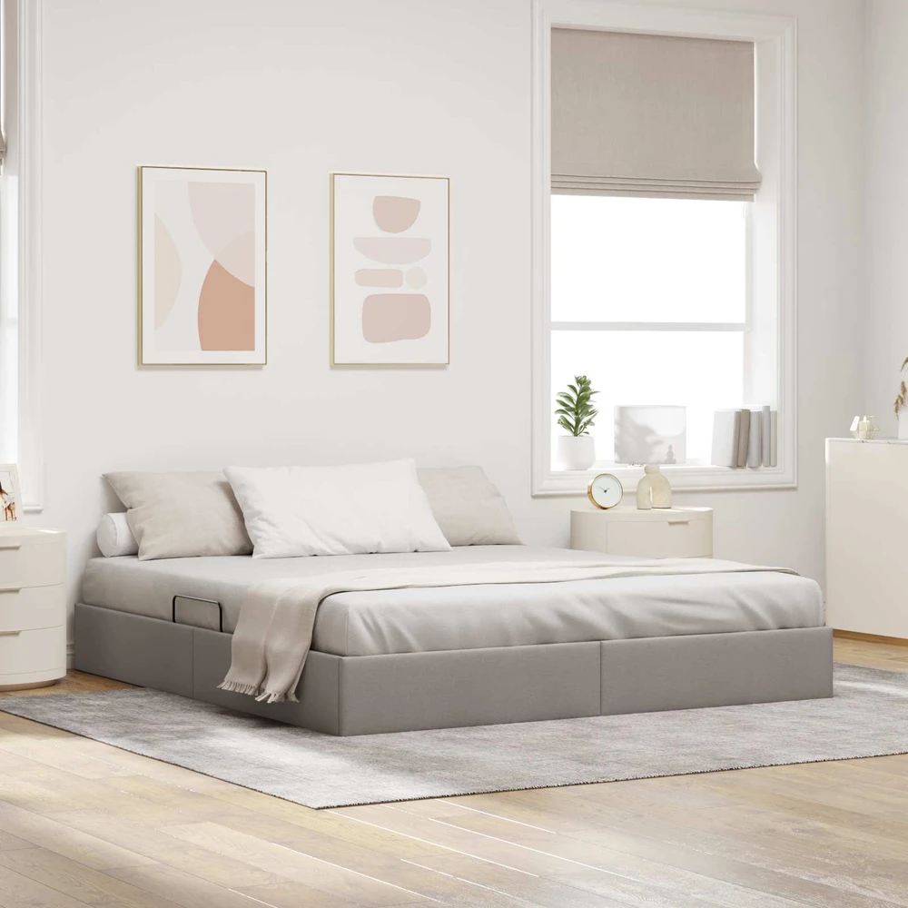 Lova Otomano lovos rėmas su saugykla Taupe 160 x 200 cm audinys