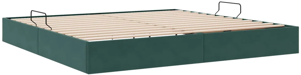 Otomano lovos rėmas Tamsiai žalia 200 x 200 cm Aksomas