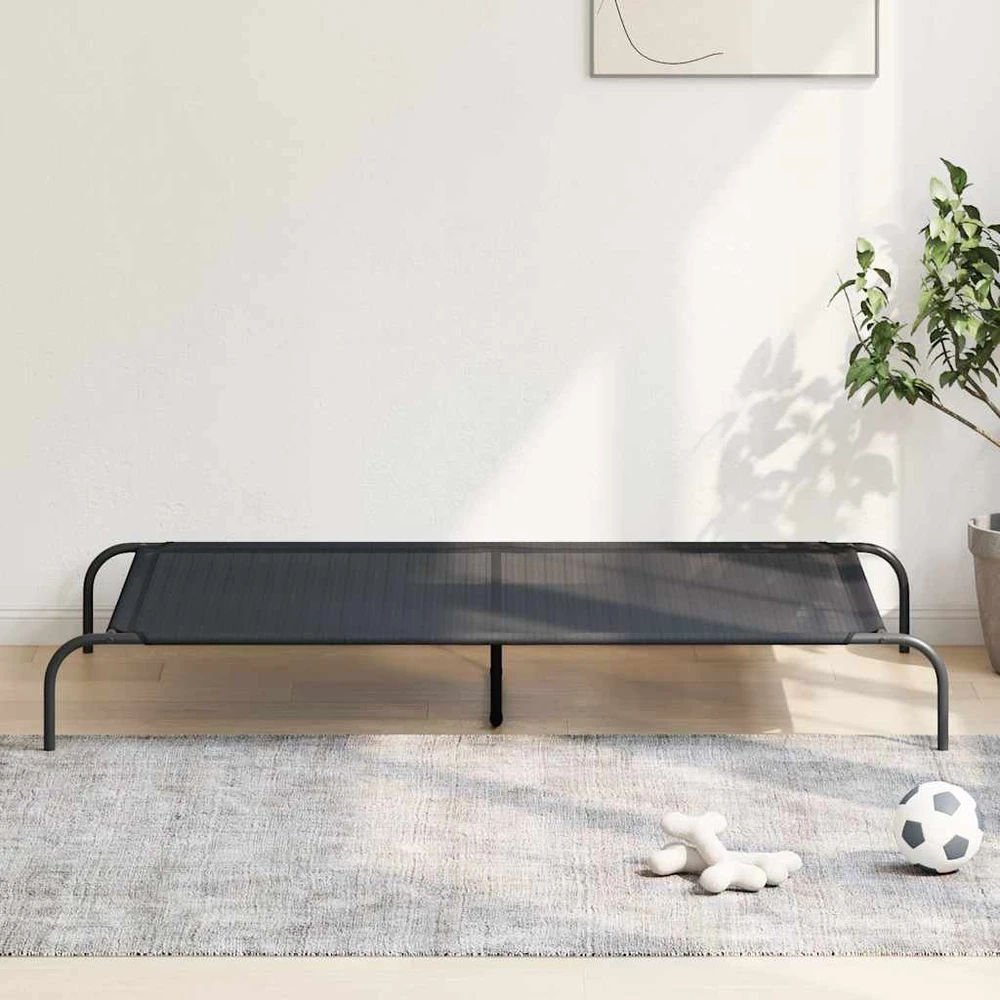 paaukštinta lova šuniui juoda 150x90x20 cm tekstilės ir plieno