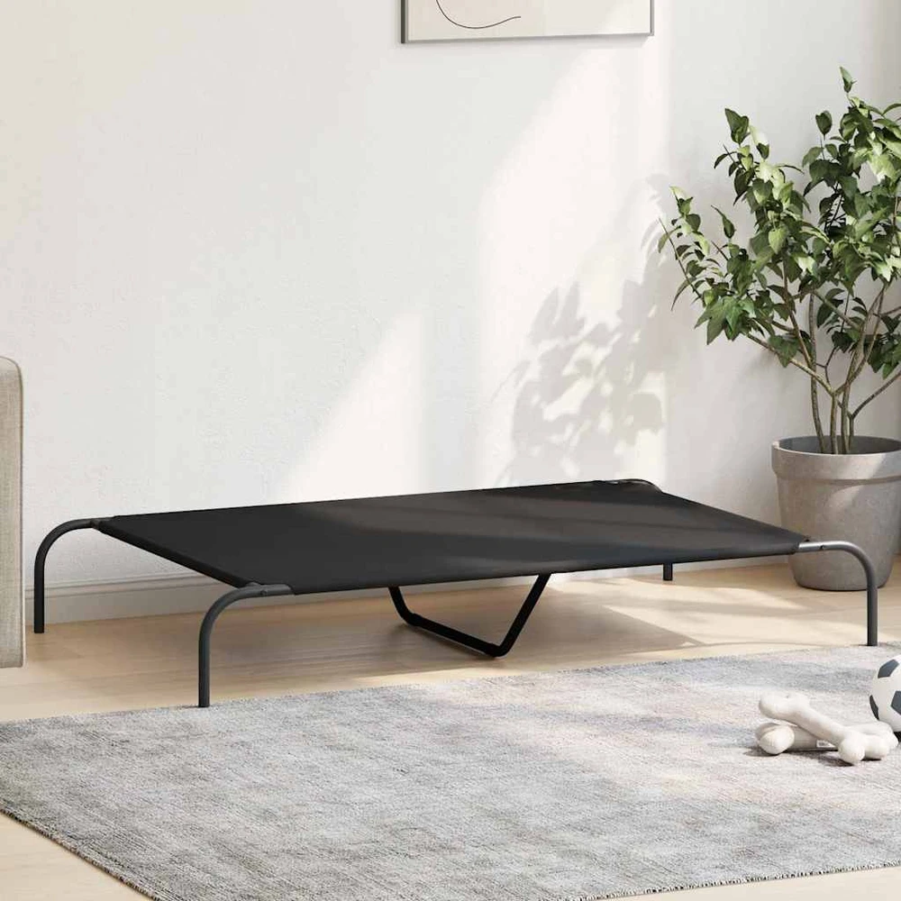 paaukštinta šunų lova juoda 130x80x20 cm Oksfordo audinys