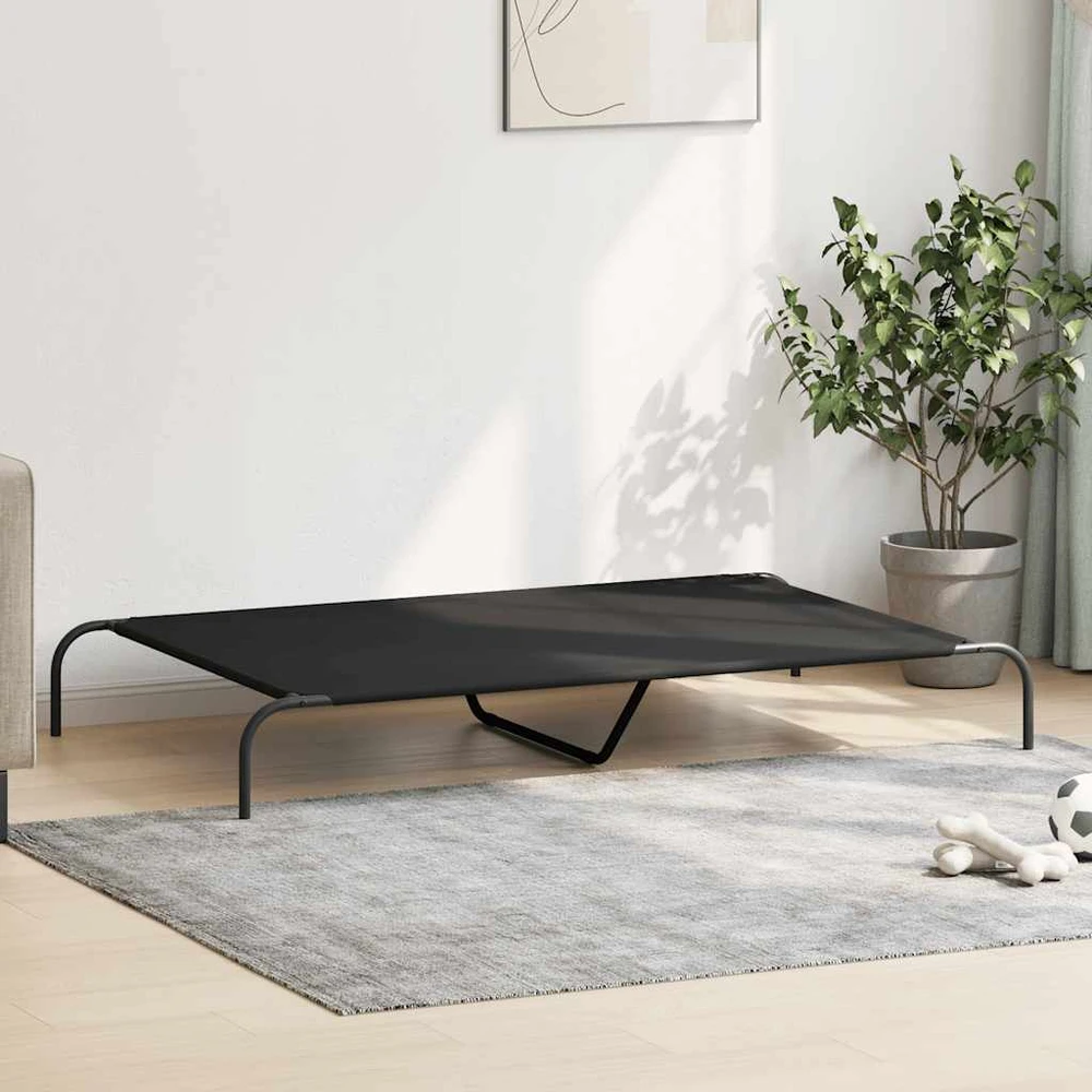 paaukštinta šunų lova juoda 150x90x20 cm Oksfordo audinys