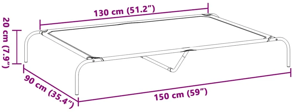 paaukštinta šunų lova juoda 150x90x20 cm Oksfordo audinys