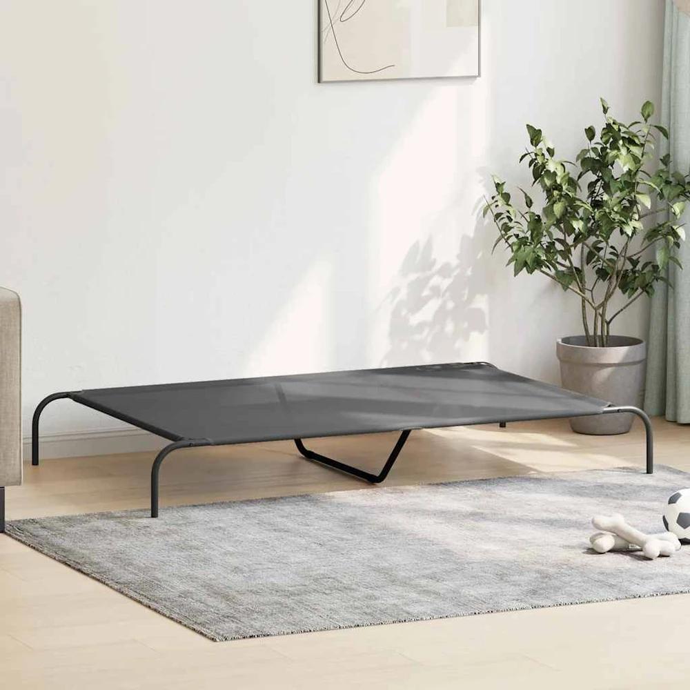 paaukštinta šunų lova, pilka 150x90x20 cm tekstilės ir plieno