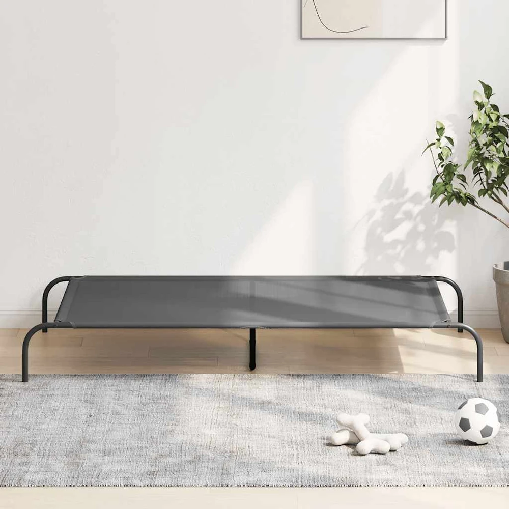 paaukštinta šunų lova, pilka 150x90x20 cm tekstilės ir plieno