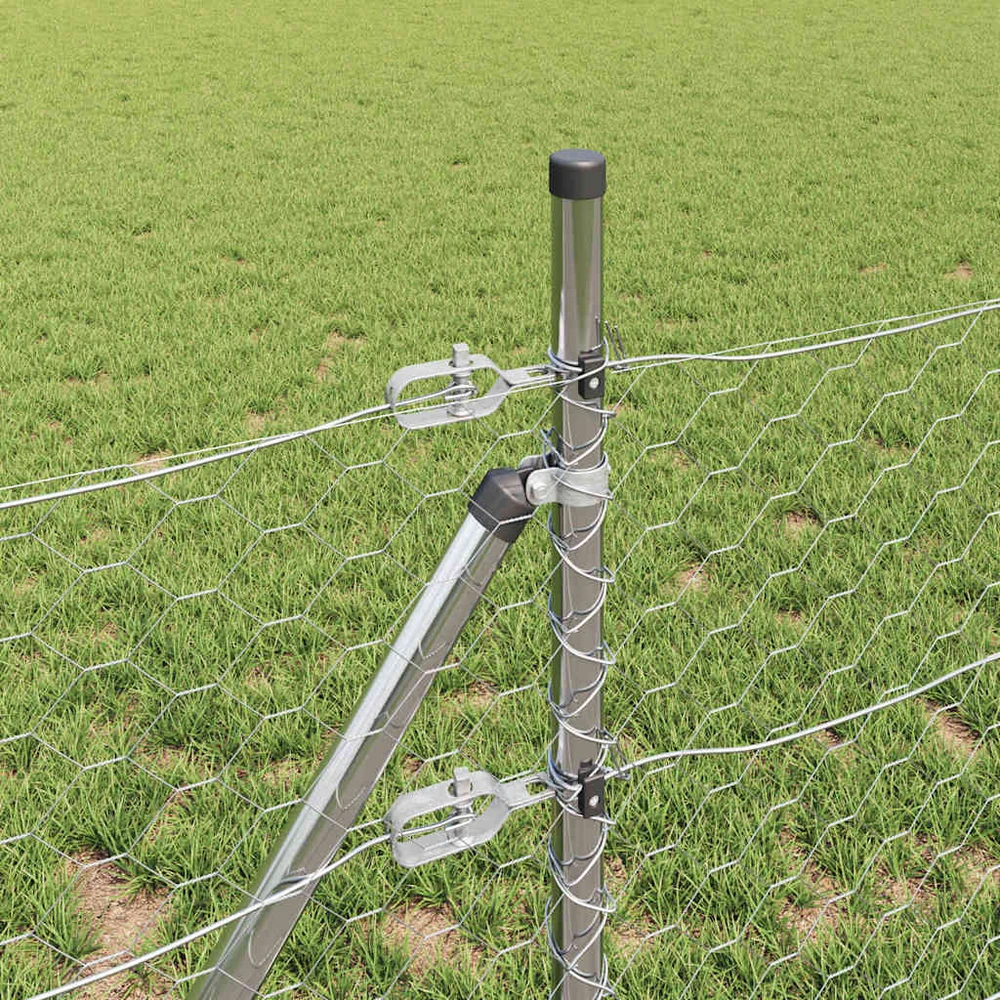 Heksagonalinė tvoros tvirtinimo sistema 10 x 0,4 m Sidabrinė