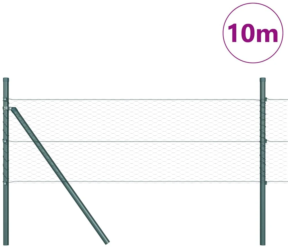 Heksagonalinė tvoros tvirtinimo sistema 10 x 0,4 m Žalia