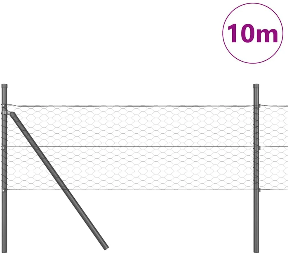 Heksagonalinė tvoros tvirtinimo sistema 10 x 0,5 m Pilka