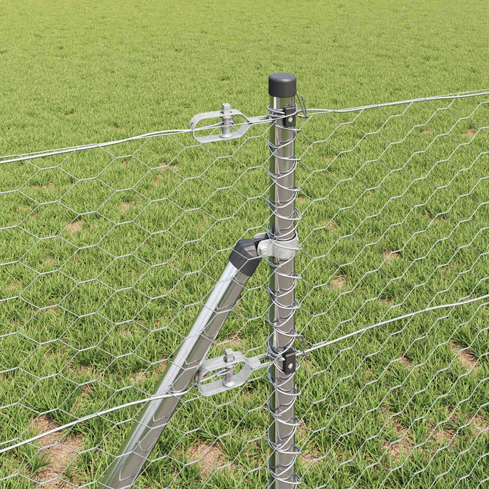 Heksagonalinė tvoros tvirtinimo sistema 10 x 0,6 m Sidabrinė