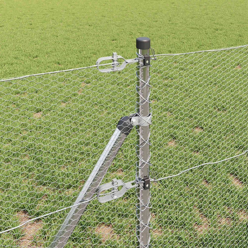 Heksagonalinė tvoros tvirtinimo sistema 10 x 0,6 m Sidabrinė