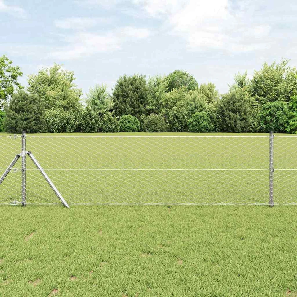 Heksagonalinė tvoros tvirtinimo sistema 10 x 0,6 m Sidabrinė