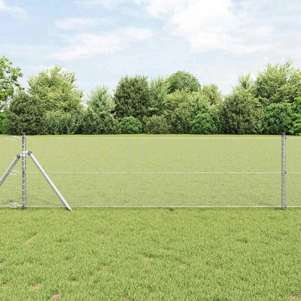 Heksagonalinė tvoros tvirtinimo sistema 10 x 0,6 m Sidabrinė