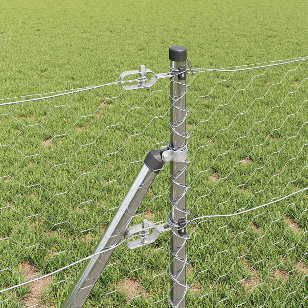 Heksagonalinė tvoros tvirtinimo sistema 10 x 0,6 m Sidabrinė