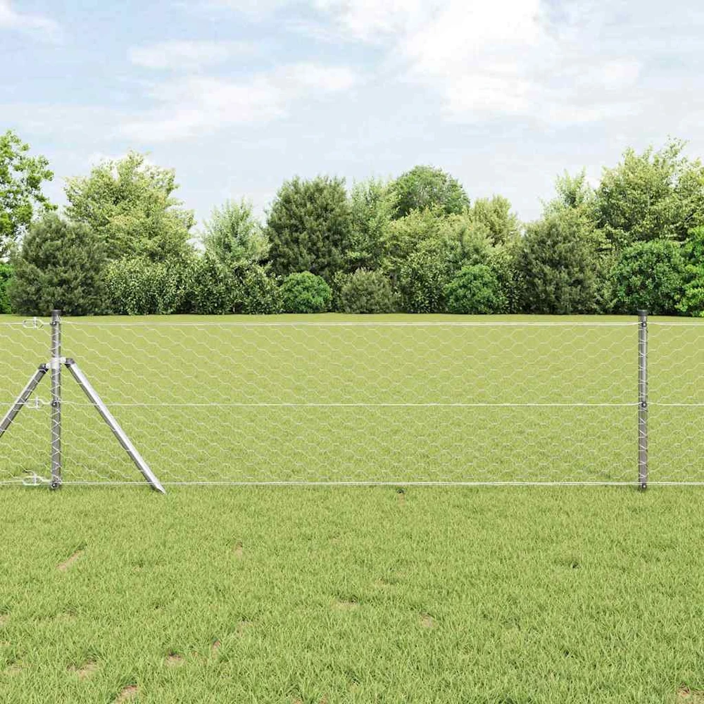 Heksagonalinė tvoros tvirtinimo sistema 10 x 0,6 m Sidabrinė