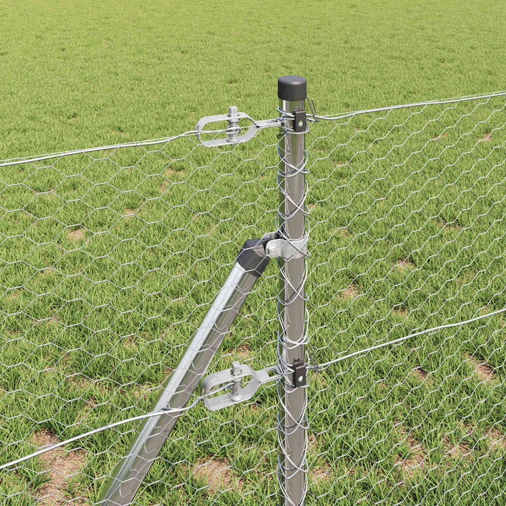 Heksagonalinė tvoros tvirtinimo sistema 10 x 0,6 m Sidabrinė