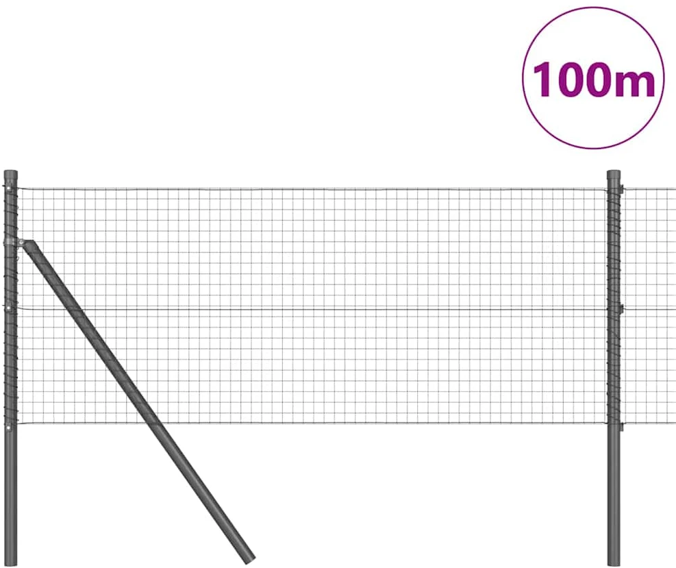 Suvirintas vielos tvora žemės tvirtinimas 100 x 0,5 m Pilka