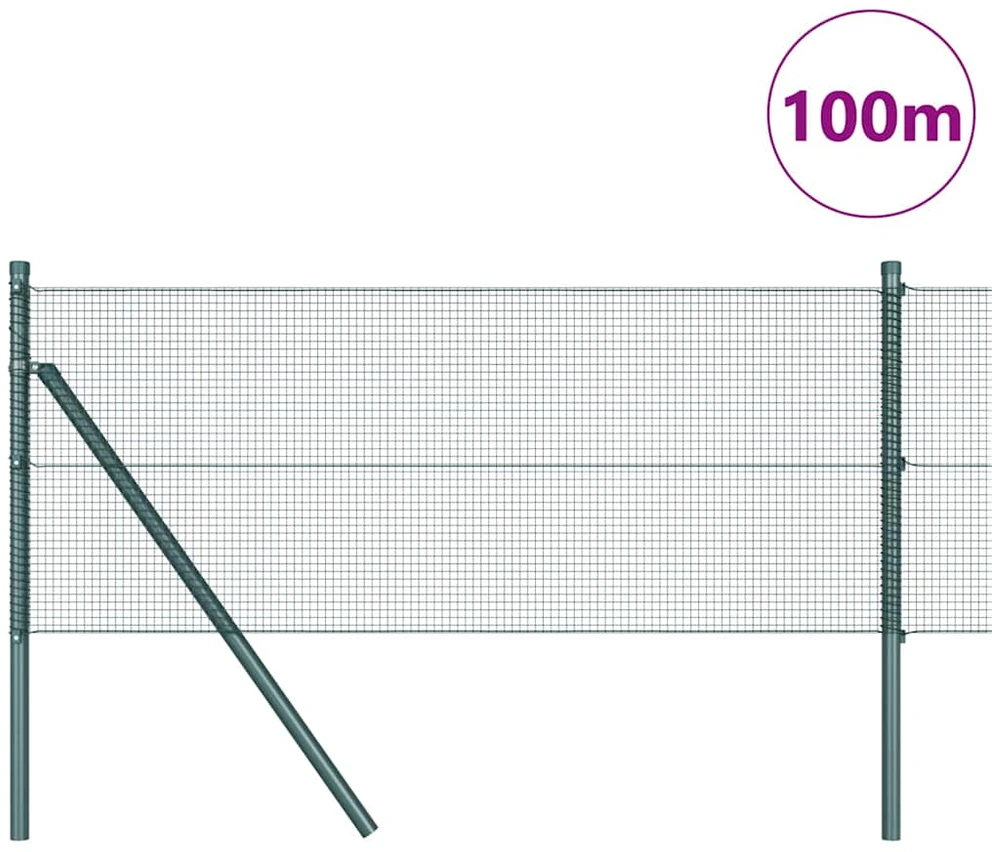 Suvirintas vielos tvora žemės tvirtinimas 100 x 0,8 m Žalia