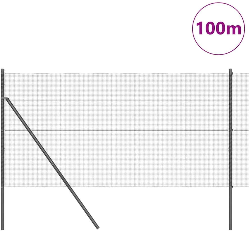 Suvirintas vielos tvora žemės tvirtinimas 100 x 1 m Pilka